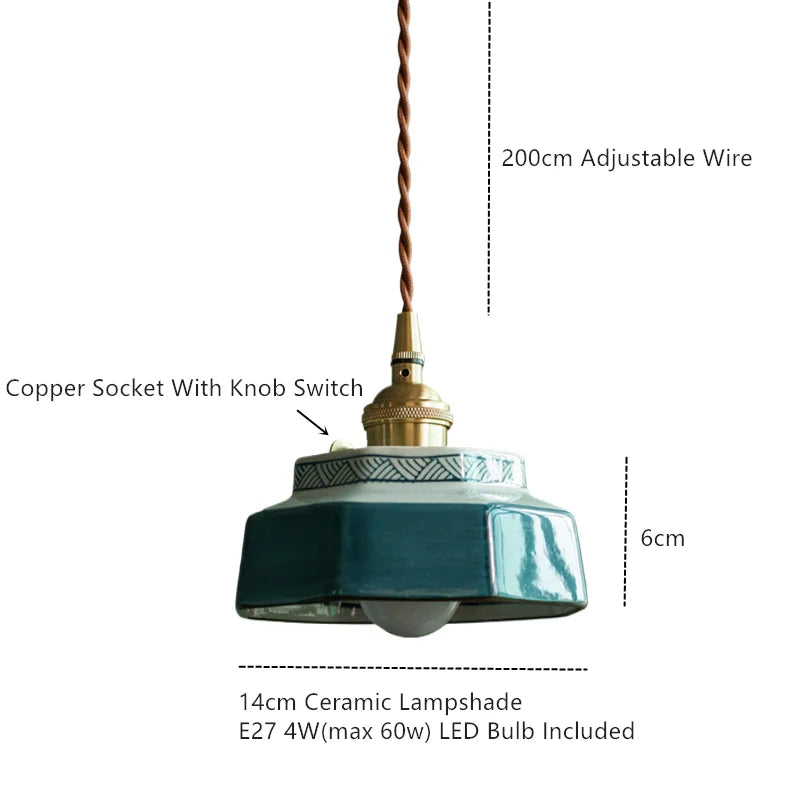Hand-Painted Ceramic Pendant Light