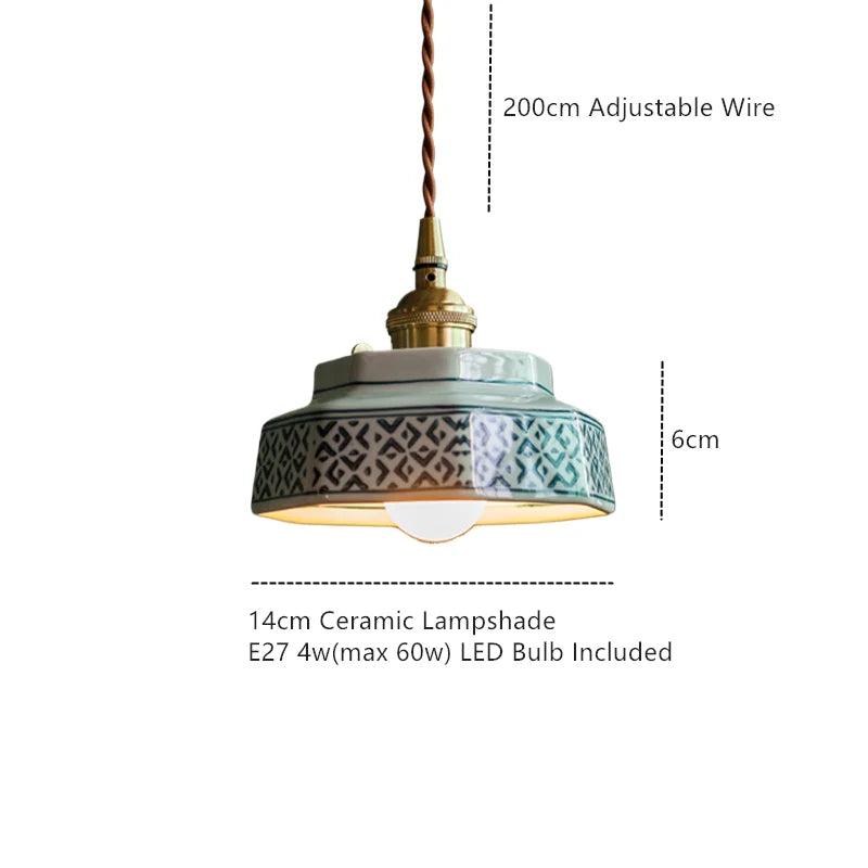 Hand-Painted Ceramic Pendant Light