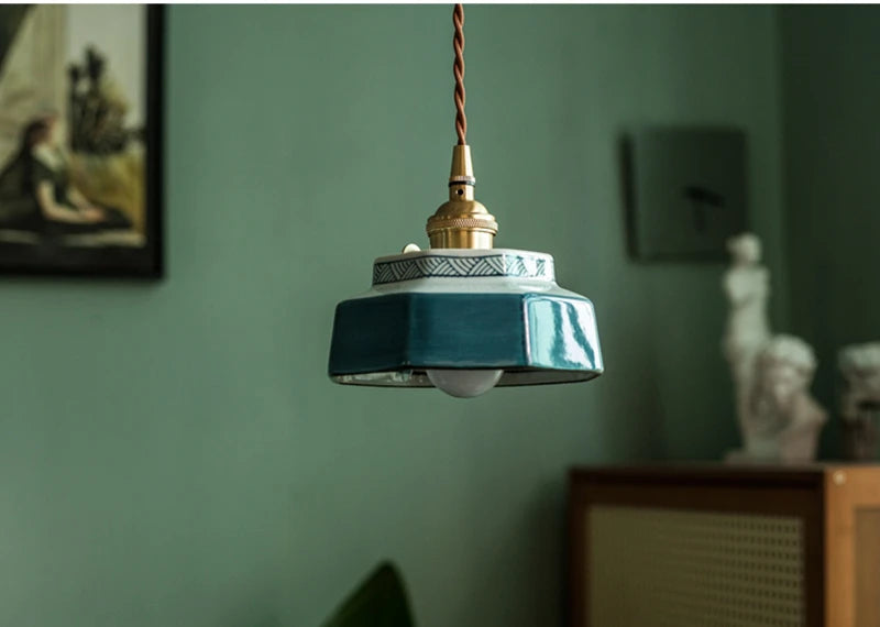 Hand-Painted Ceramic Pendant Light