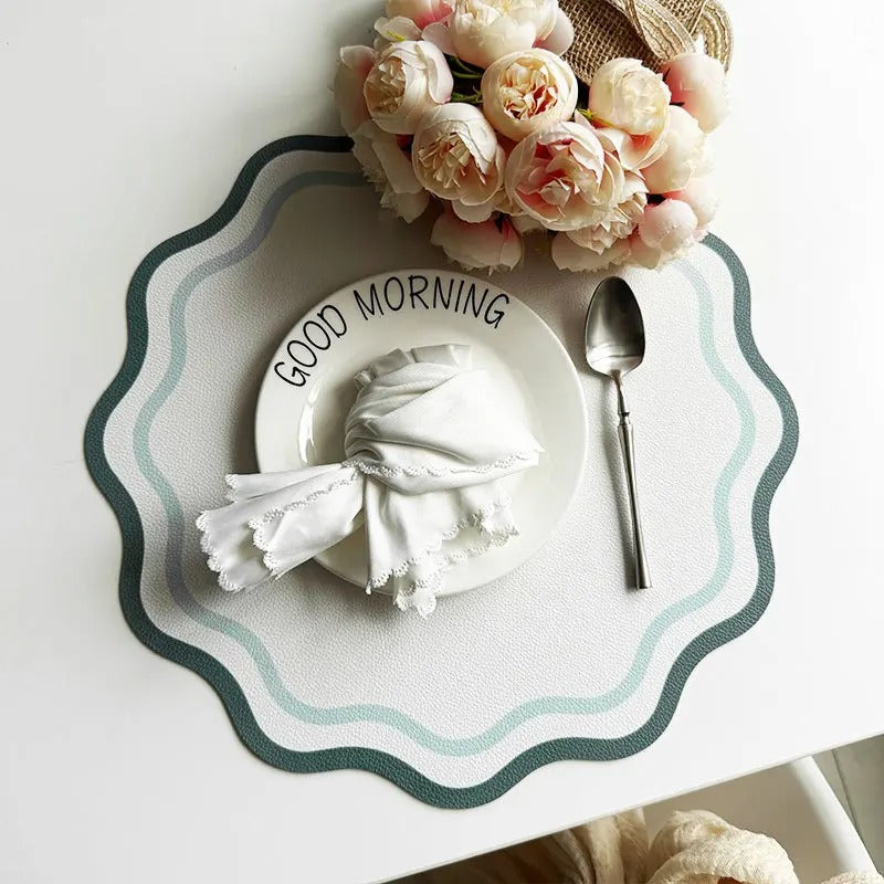 Floral Wave Faux Leather Placemats – 34cm