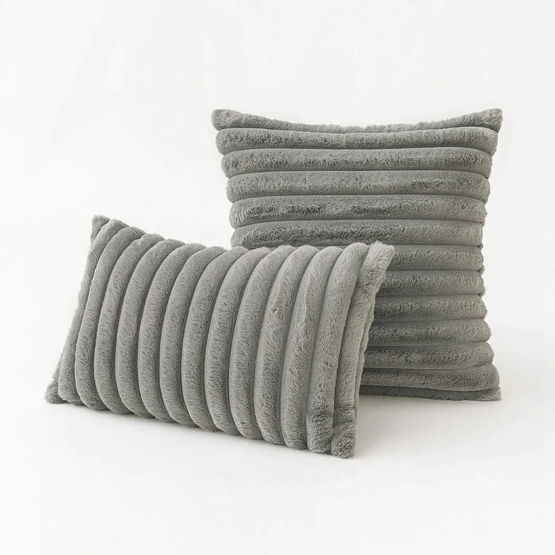 Ribbed Faux Fur Cushion Cover – Soft & Textured