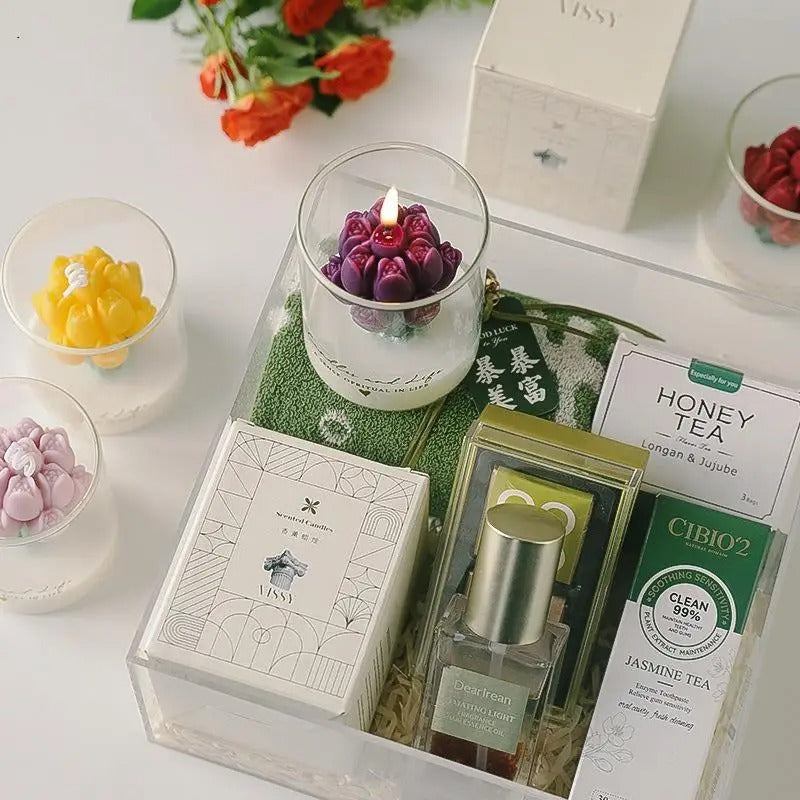 Tulip Bouquet Soy Wax Candle – Glass Dome Gift Candle