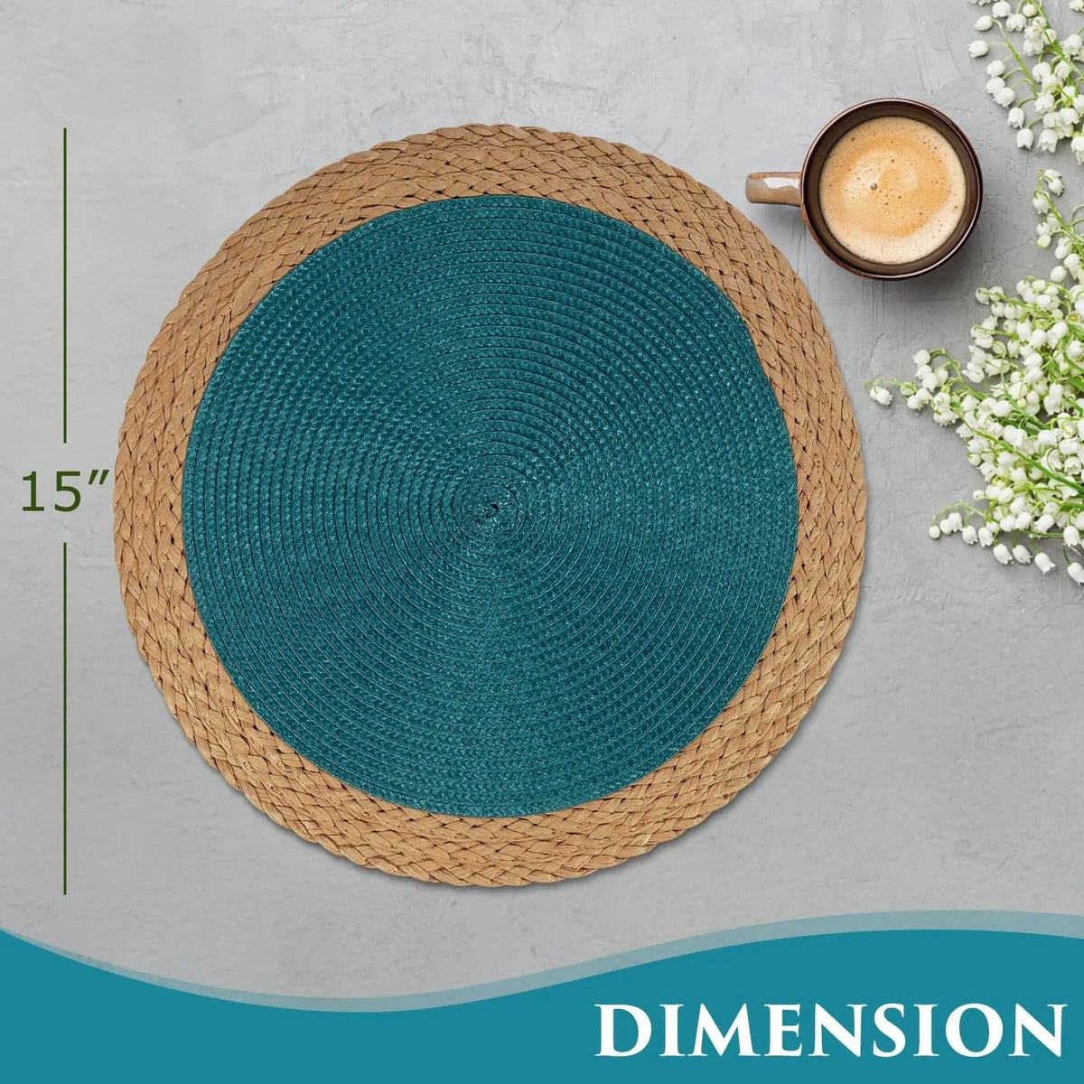 Set of 6 Woven Round Placemats – 38cm