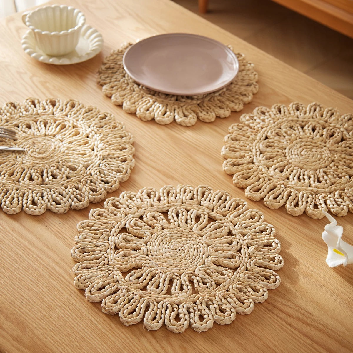 Natural Woven Macramé Placemats – 30cm