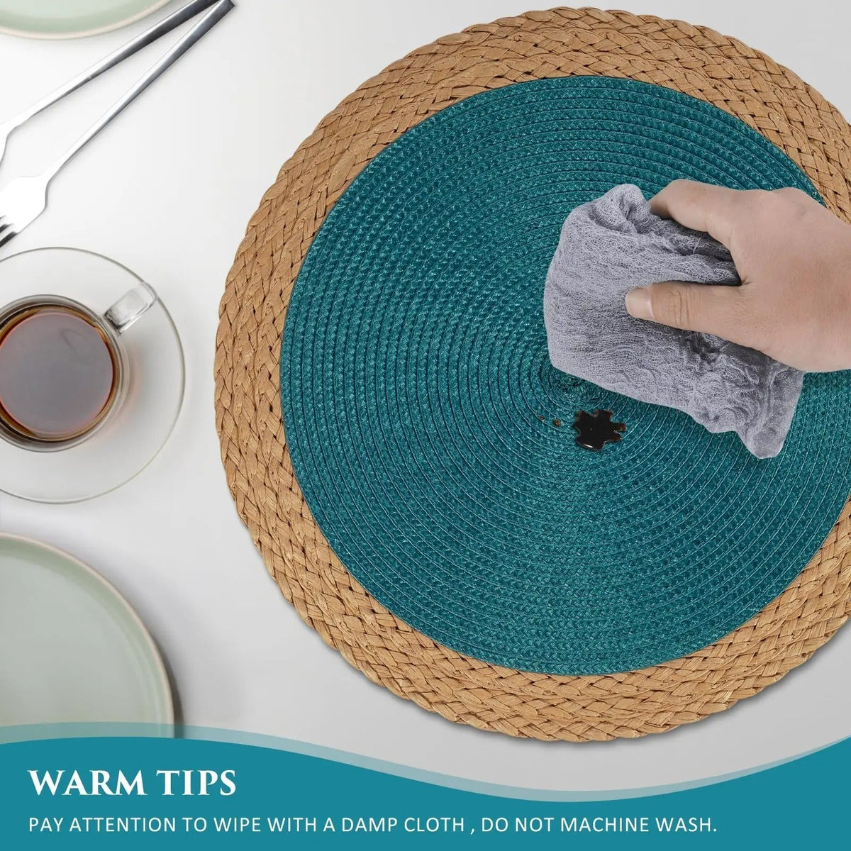 Set of 6 Woven Round Placemats – 38cm