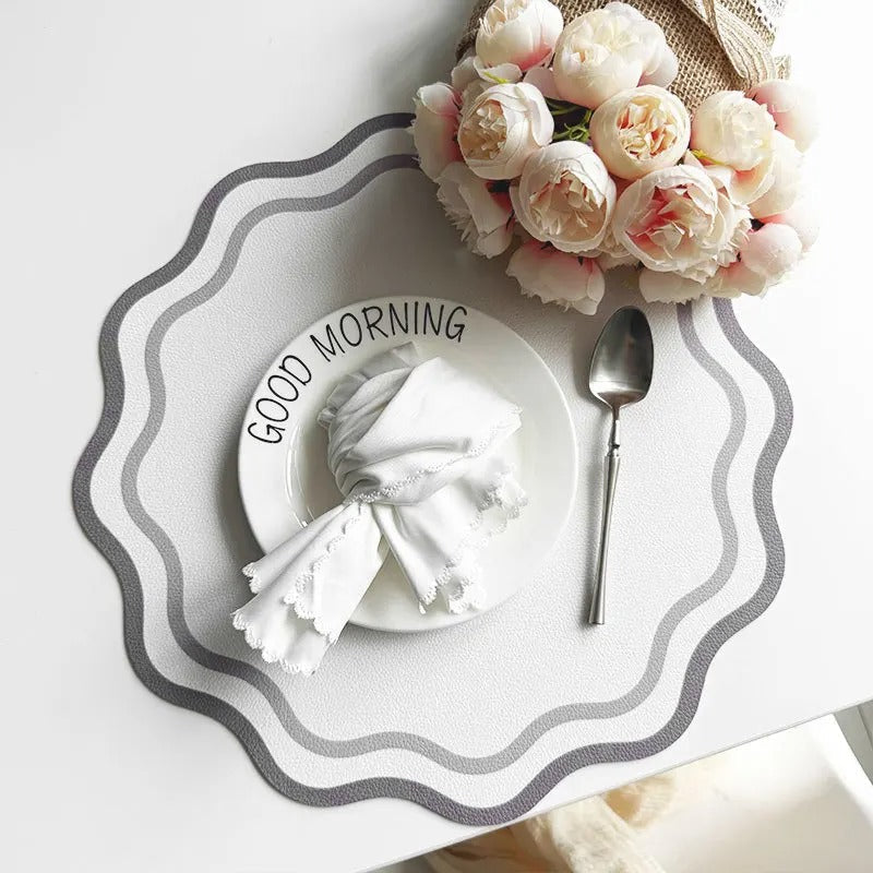 Floral Wave Faux Leather Placemats – 34cm