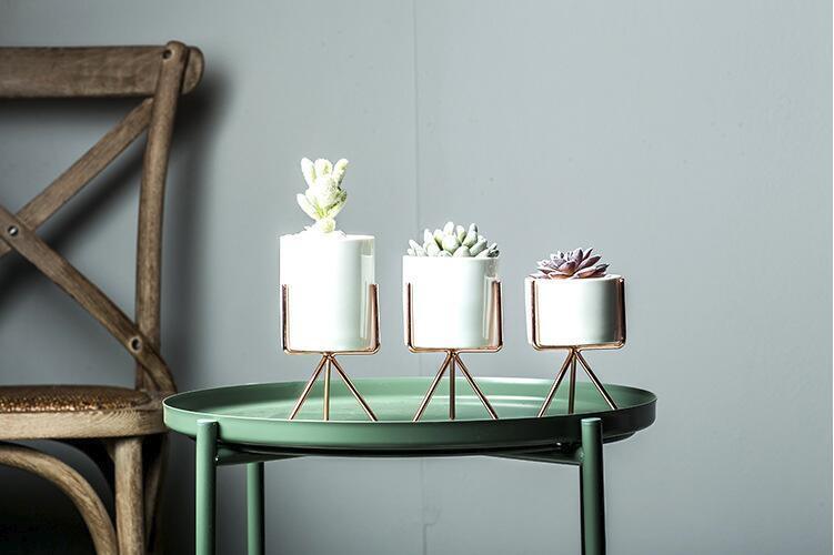 Ceramic Flower Planters with Modern Stand