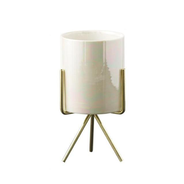 Ceramic Flower Planters with Modern Stand