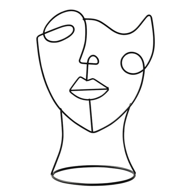 Miro Abstract Line Art Face Sculpture