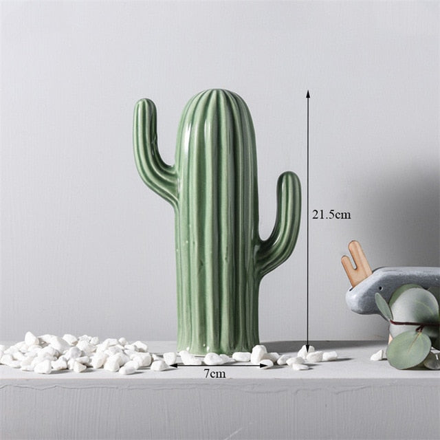 Saguaro Green Ceramic Cactus Sculpture