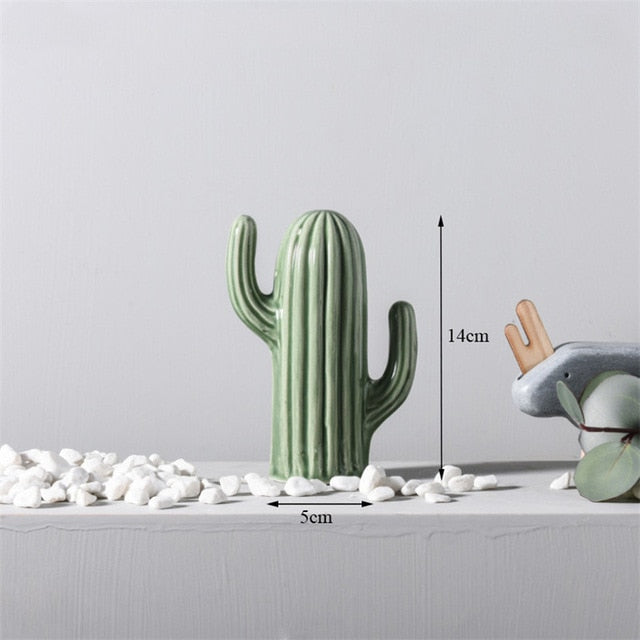 Saguaro Green Ceramic Cactus Sculpture